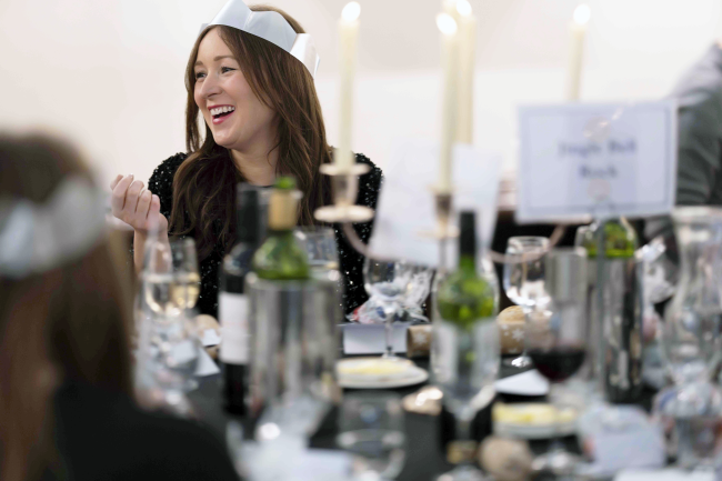 Someone enjoying a christmas party